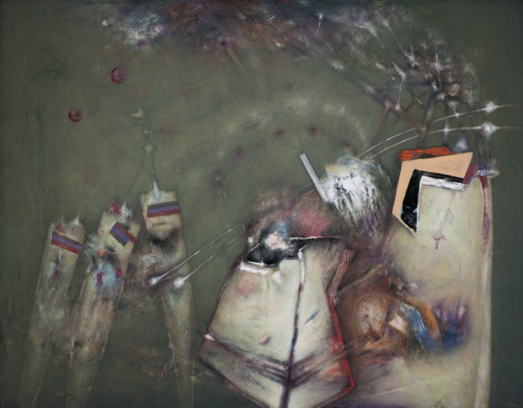 Reorientando la idea de perturbaci&oacute;n &bull; Mixta sobre tela &bull; 146 x 114 &bull; 2015
