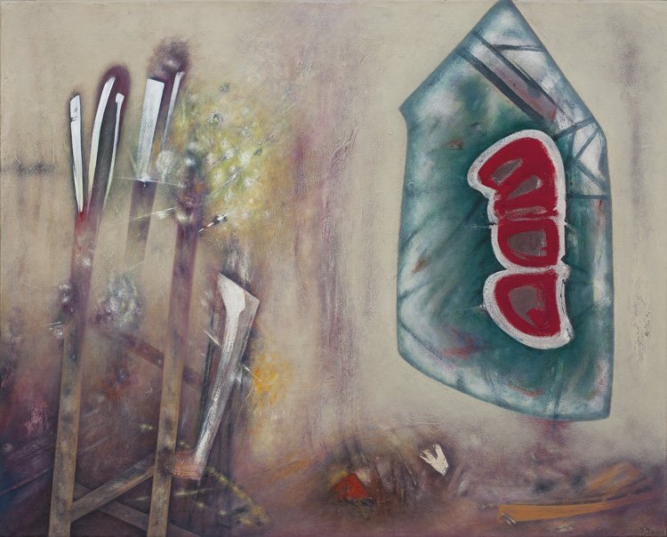 P&aacute;jaro rojo &bull; Mixta sobre tela &bull; 81 x 100 &bull; 1993