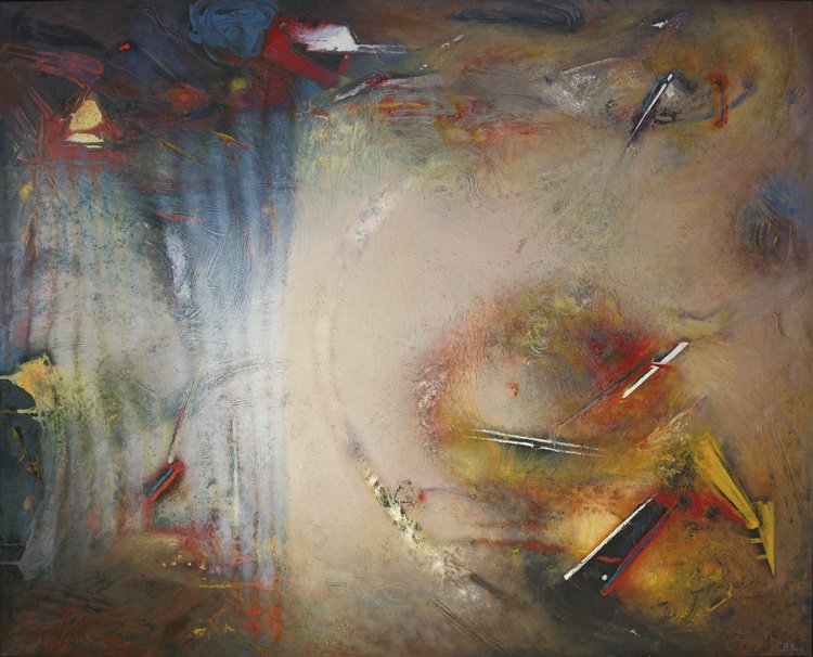 Ocurri&oacute; debajo de la escalera &bull; Mixta sobre tela &bull; 130 x 162 &bull; 2000